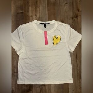 NWT Aqua x Kerri Rosenthal Heart Patch Tee Women’s Size M